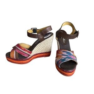 Bettye Muller Ikat Aztec Print Espadrille Wedge sandals women 39